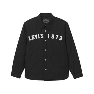 Levi's 李维斯 24秋冬情侣同款字母印花翻领宽松美式休闲夹棉外套