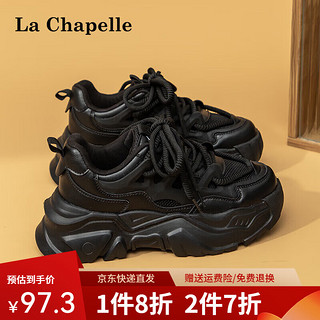 拉夏贝尔（La Chapelle）女鞋厚底老爹鞋2024秋季百搭舒适休闲鞋低帮轻便运动鞋女 黑色 36