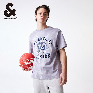 杰克琼斯 杰克·琼斯（JACK&JONES）春夏男士NBA水洗扎染刺绣贴布短袖T恤男装224301030 薰衣草紫C39 190/108A/XXL