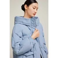JZ玖姿羽绒服中长款冬季白鸭绒保暖休闲连帽外套