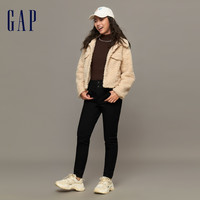 Gap女装冬季仿羊羔绒纽扣短款夹克宽松加绒保暖外套891881