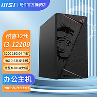 百亿补贴：MSI 微星 Intel i3 12100家用台式组装整机DIY娱乐办公核显电脑主机