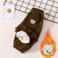 贝婴初儿童休闲裤冬季加厚加绒韩版男女童休闲裤中小童卫裤羊驼绒裤 牛油果绿【加绒加厚】 130码