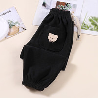 贝婴初儿童休闲裤冬季加厚加绒韩版男女童休闲裤中小童卫裤羊驼绒裤 黑色【春秋款】 90码