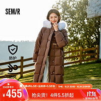 森马（Semir）羽绒服女长款三防防风宽松冬季2024保暖毛领连帽外套109724113018