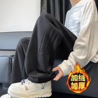 唐狮 TONLION2024秋冬款男卫裤男针织侧边织带宽松直筒裤加绒加厚休闲长裤