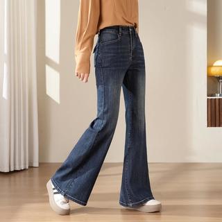 女款牛仔冬季高腰时尚简约舒适喇叭裤显瘦百搭日常通勤牛仔裤