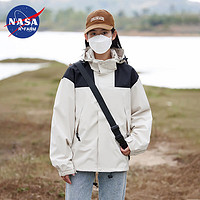 NASAR-FARM春秋季冲锋衣男女同款单层防风防水登山服简约潮流百搭外套 象牙白 S