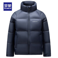 罗蒙（ROMON）男士立领短款棉服冬季时尚休闲百搭面包服保暖外套男 深兰 M 170