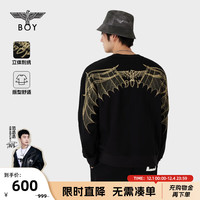 BOY LONDON潮牌长袖中性风春夏翅膀老鹰刺绣潮流圆领套头卫衣N03005