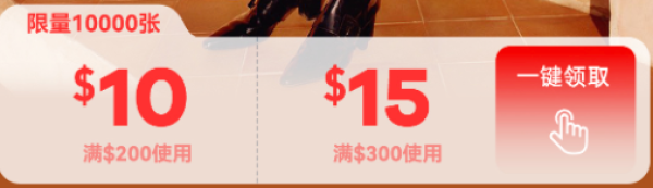 黑五限时返场 领满200美元减10美元/满300美元减15美元免邮券