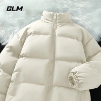 GLM冬季立领棉衣男生加厚保暖潮牌百搭棉服休闲宽松面包服 浅米#GL纯色 L
