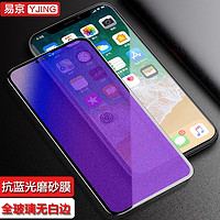 YJING 易京 iPhoneXSMax钢化膜磨砂防指纹苹果x/xs/xr钢化膜抗蓝光电竟游戏膜 紫蓝光全屏磨砂前膜+碳纤维后膜 iphonex/xs