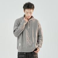 it ccaabb半开拉链毛衣男式套头休闲舒适保暖打底针织衫