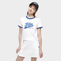 FILA 斐乐 女装FUSION系列女式时尚舒适运动T恤女基础百搭针织短袖衫