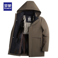 罗蒙（ROMON）连帽棉服男2024秋冬中青年商务休闲保暖棉衣外套 焦糖色 175