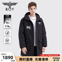 BOY LONDON秋冬情侣款外套老鹰刺绣时尚轻便保暖长款连帽羽绒服N2