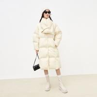 独立围脖简约长款羽绒服外套女装