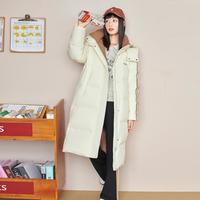 【好物】撞色织带羽绒服女长款可脱卸帽厚休闲青少年外套潮