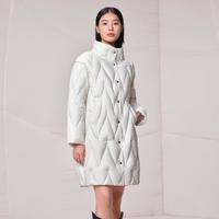 轻盈云感羽绒服女中长款时尚菱格简约宽松冬外套