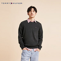 TOMMY HILFIGER Tommy男女纯棉经典休闲通勤纯色圆领合身针织衫毛衣