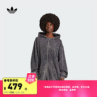 adidas 阿迪达斯 复古宽松廓形运动连帽夹克外套女装秋季新款阿迪达斯三叶草 黑色 S