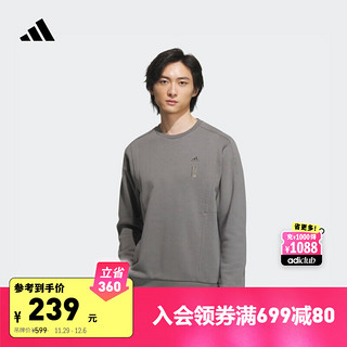 adidas 阿迪达斯 武极系列休闲加绒圆领卫衣套头衫男装阿迪达斯官方轻运动 灰色 L