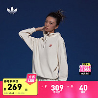 adidas 阿迪达斯 宽松毛圈布运动连帽卫衣女装阿迪达斯官方三叶草IW9414 奇妙白 A/S