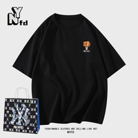 NY-FD国际美式潮牌宽松男女春夏季纯棉重磅短袖短袖T恤XS M 纸盒男孩黑色T恤