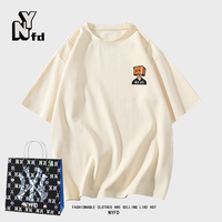 NY-FD国际美式潮牌宽松男女春夏季纯棉重磅短袖短袖T恤XS L 纸盒男孩杏色T恤