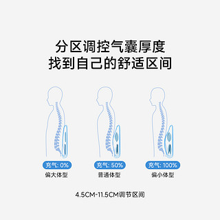 乐班 双区腰部尾椎腰靠垫 气囊充气护腰护椎腰靠 办公车载可用