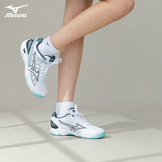 美津浓（MIZUNO）CYCLONE SPEED CN排球鞋综合室内外训练鞋男女款羽毛球鞋透气防滑 白灰蓝 WAVE SUPERSONIC CN 41 =265mm