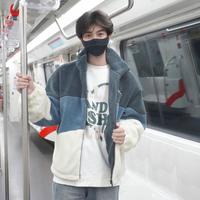 森马 Semir【仿羊羔毛男士夹克】春季款撞色宽松青少年运动休闲男夹克外套男