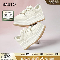 BASTO 百思图 2024秋户外休闲运动板鞋厚底休闲鞋UEU02CM4 米白 36