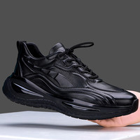 U7 男鞋头层牛皮爆米花气垫软底运动鞋男士潮时尚百搭真牛皮休闲皮鞋 9898730黑色（牛皮） 42 标准皮鞋码