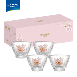 LOVWISH 乐唯诗 樱花印花玻璃水杯 70ml 樱花杯*4