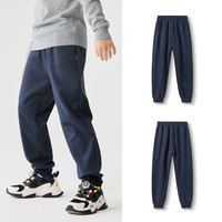 巴拉巴拉童装儿童加绒裤子男童秋冬2024女童长裤宝宝运动卫裤 幽蓝深-加绒（加厚）