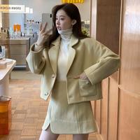 唐狮 TONLION秋冬套装时尚套装女士套装女翻领单排扣套装裙女装套装