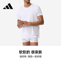 adidas 阿迪达斯 舒适弹力宽松纯棉圆领短袖 3件装 白色 L