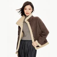 仿麂皮绒女式外套秋冬厚实针织立领外套女保暖宽松外套女款