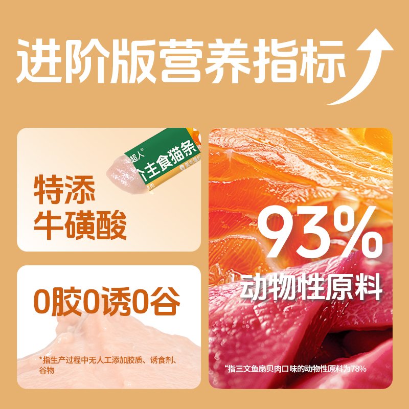 宠超人猫条主食猫零食补充营养增肥发腮猫咪湿粮包补水100支幼猫