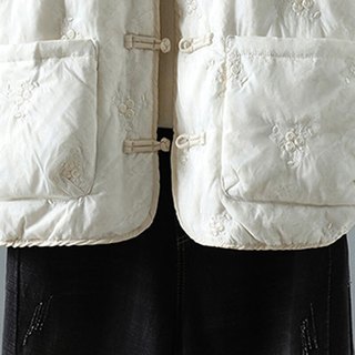 子牧棉麻2024冬装 女复古刺绣盘扣立领棉服中式改良唐装保暖棉衣外套8575