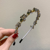 QUEENS JEWELRY 女王饰界 夏天仙女珍珠发箍超仙森系头箍百搭外出发卡发捆网红发夹发窟头饰 5#黑色水钻款