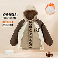 Bornbay 贝贝怡 2024冬季新款户外防风加绒夹棉加厚连帽棉服外套男