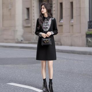丝柏舍 SPECIAL【新中式长袖连衣裙】2024秋冬新女士复古修身显瘦气质短裙