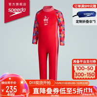 速比涛（Speedo）婴幼儿全覆盖长袖长裤连体泳衣女童 防晒抗氯 粉色/粉色 6