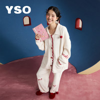 yso【系列】半边绒睡衣女冬季松弛感加绒厚可外穿家居服D