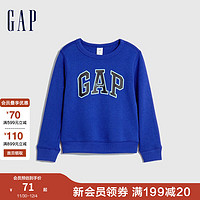 Gap 盖璞 男幼童秋冬款LOGO抓绒运动卫衣747829儿童装休闲上衣 蓝色 110cm(4岁)尺码偏小选大一码