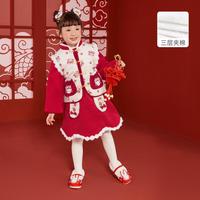 【毛呢夹棉加厚保暖】冬女童裙子宝宝公主裙国风半身裙童装拜年服