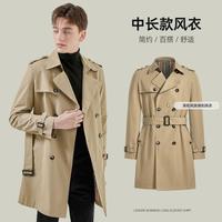 【修身显瘦&口碑】型男中长款风衣男春夏季英伦风双排扣外套
